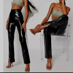 Missguided Black Vinyl Trousers